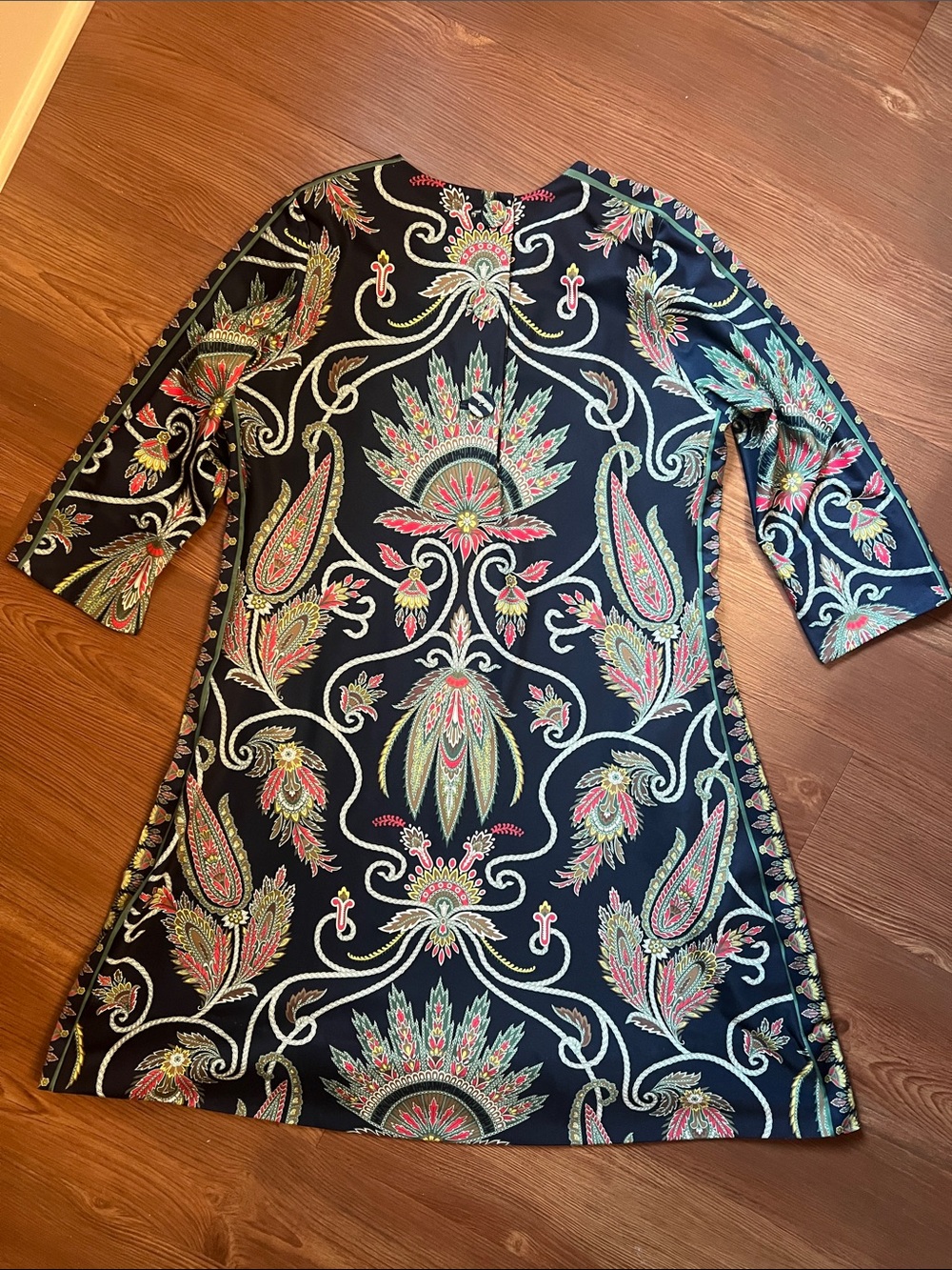 Gretchen Scott Designs Navy Paisley-Print Long Sleeve A-Line Dress - Picture 7 of 9